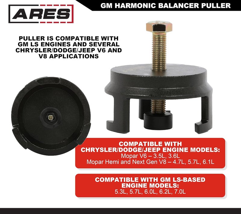 ARES 15085 – Harmonic Balancer Puller for GM – Low Profile Harmonic Balancer Puller Allows for Easy Access and Service – Compatible with GM LS Engines and Other Chrysler Applications - Image 3