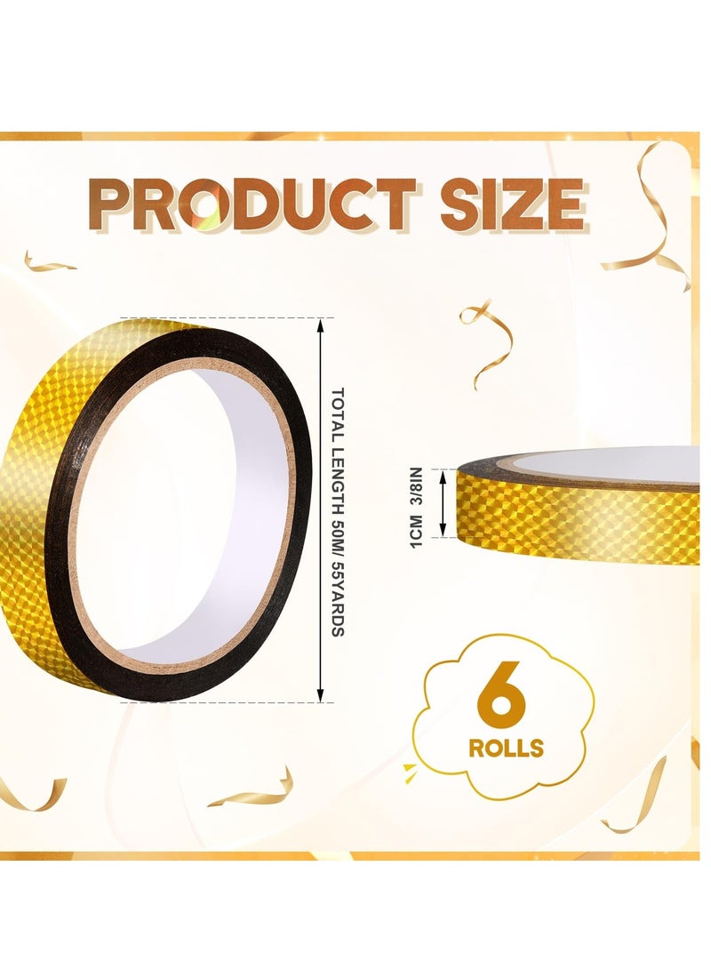 Metallic Gold Washi Tape Set, 6 Rolls Self Adhesive Craft Tape for Wall Decor, Gift Wrapping and Creative Projects, 1cm Wide, 300m Length - Image 3