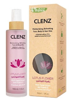 CLENZ Mmloisturizing Refreshing Face, Body And Hair Mist With Witch Hazel Extract And Vitamin E, Lotus Flower - 150ml  - Image 1