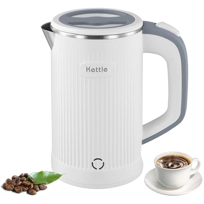 GraGra Small Electric Kettle 304 Stainless Steel 08L Low Wattage Electric Travel Kettle Portable Mini Electric Coffee Kettle Compact Electric Travel Kettle For Travel Home Office White - Image 1