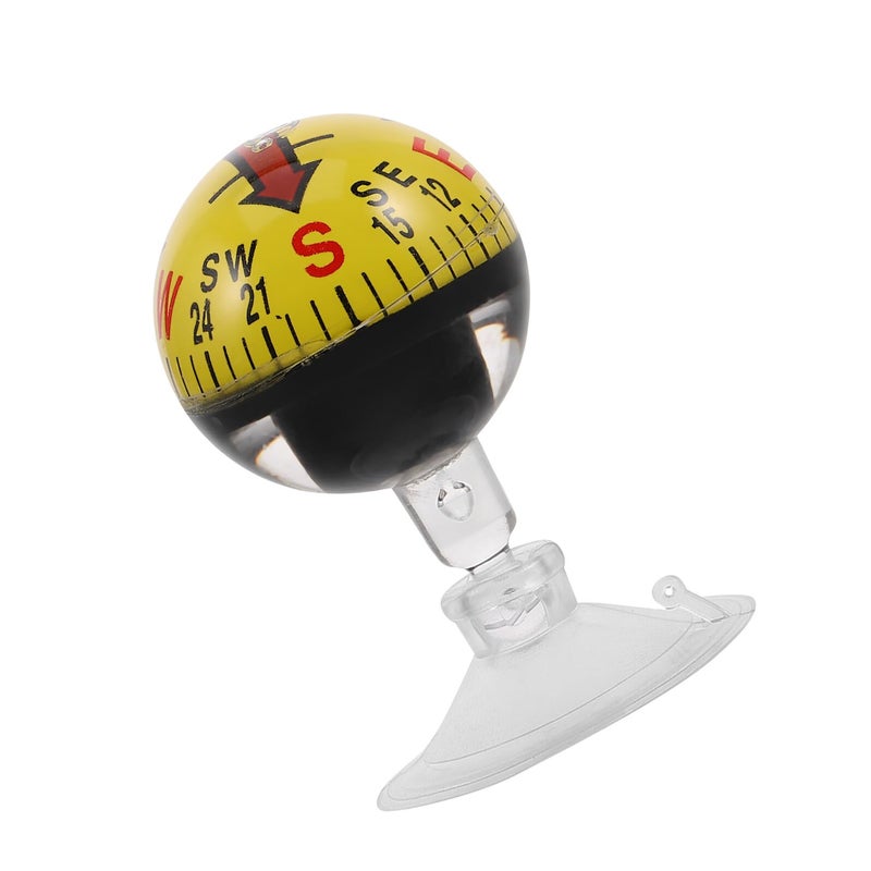 Portable Plastic Car Compass With Suction Cup For Dashboard Marine Outdoor Navigation Yellow - Image 2