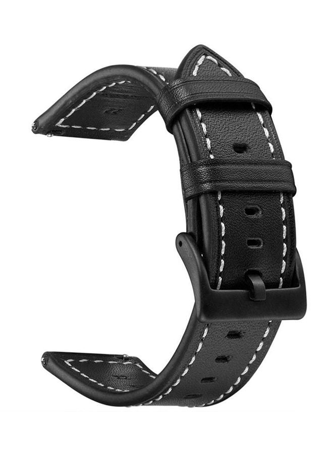 نيبمينينت سوار جلدي بديل لساعة سامسونج جالاكسي جير S3 كلاسيك/سامسونج فرونتير مقاس 22 مم أسود