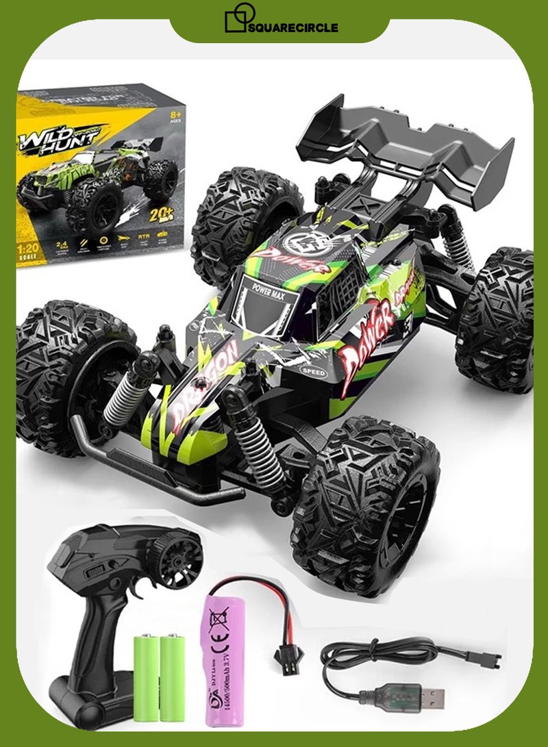 سيارة تحكم عن بعد للأطفال 1:20 – شاحنة مونستر للطرق الوعرة مع عجلات كبيرة وبطارية قابلة لإعادة الشحن، لعبة هدية مثالية للأولاد +8 سنوات للأعياد وأعياد الميلاد - Image 1