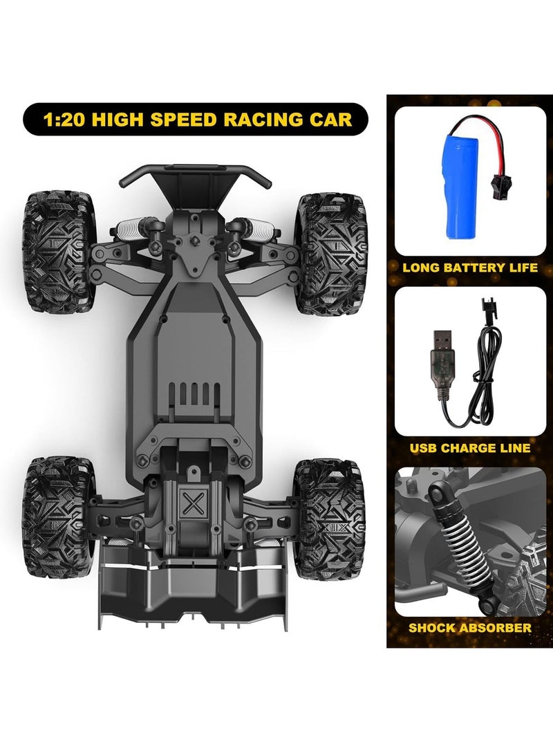 سيارة تحكم عن بعد للأطفال 1:20 – شاحنة مونستر للطرق الوعرة مع عجلات كبيرة وبطارية قابلة لإعادة الشحن، لعبة هدية مثالية للأولاد +8 سنوات للأعياد وأعياد الميلاد - Image 3