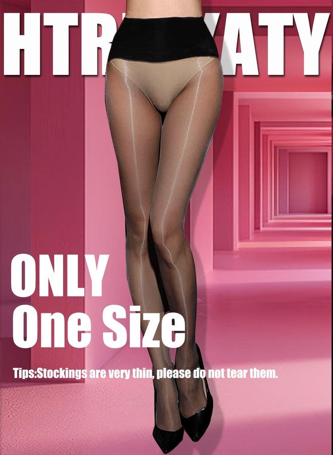 HTRUIYA Women's Oil Shiny Pantyhose Seamless Crotch Nylon Sheer Tights Stocking 3 Denier Black - Image 4