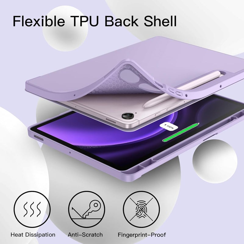 Jetech Case For Samsung Galaxy Tab S10 Lite / S10 Fe / S9 Fe 10.9-Inch With S Pen Holder, Soft Tpu Tri-Fold Stand Protective Tablet Cover, Support S Pen Charging, Auto Wake/Sleep Light Purple - Image 4