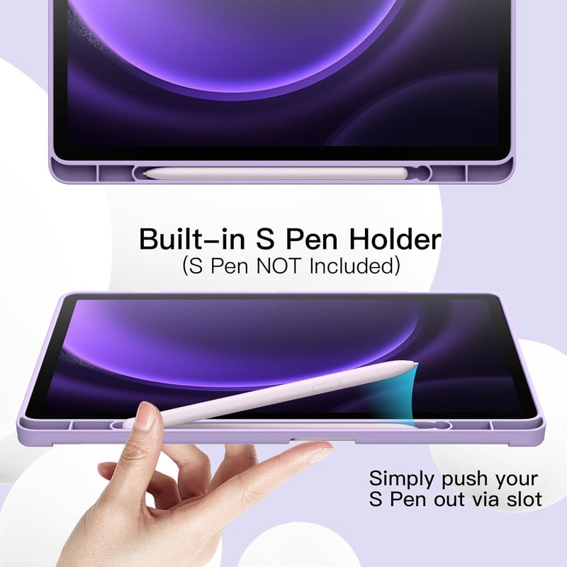 Jetech Case For Samsung Galaxy Tab S10 Lite / S10 Fe / S9 Fe 10.9-Inch With S Pen Holder, Soft Tpu Tri-Fold Stand Protective Tablet Cover, Support S Pen Charging, Auto Wake/Sleep Light Purple - Image 3