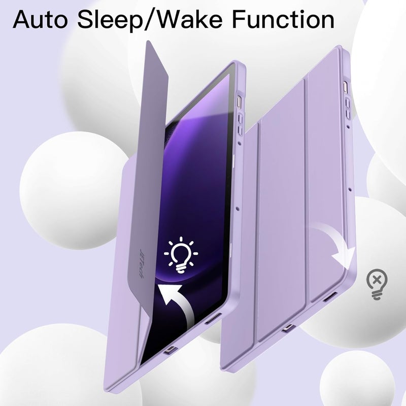 Jetech Case For Samsung Galaxy Tab S10 Lite / S10 Fe / S9 Fe 10.9-Inch With S Pen Holder, Soft Tpu Tri-Fold Stand Protective Tablet Cover, Support S Pen Charging, Auto Wake/Sleep Light Purple - Image 5