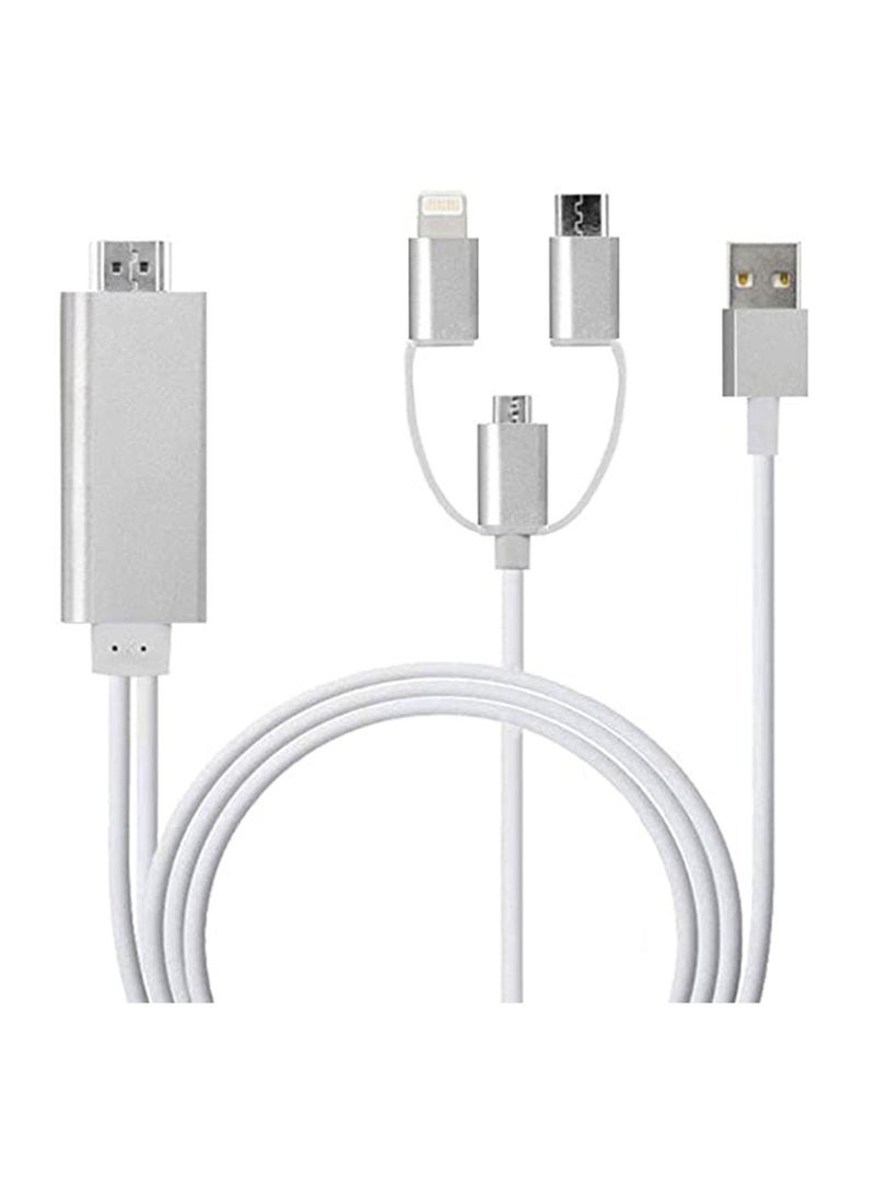 Y&D 3 in 1 HDMI Adapter Cable, Phone to Cable Digital Audio Mirror, Mobile Screen TV Projector Monitor 1080P HDTV for All System Devices - Image 1