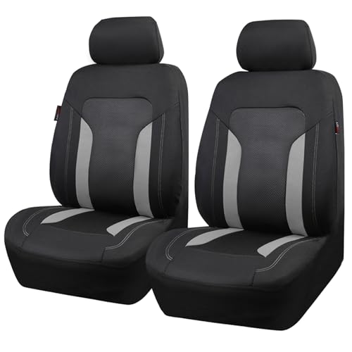 CAR PASS 3D Air Mesh Car Seat Covers Front Seats Low Back Bucket Breathable Sporty Mesh in Summer Airbag Compatible Universal Fit 95 Automotive SUVTruckSedan Interior Protector Black Gray 2PCS - Image 1