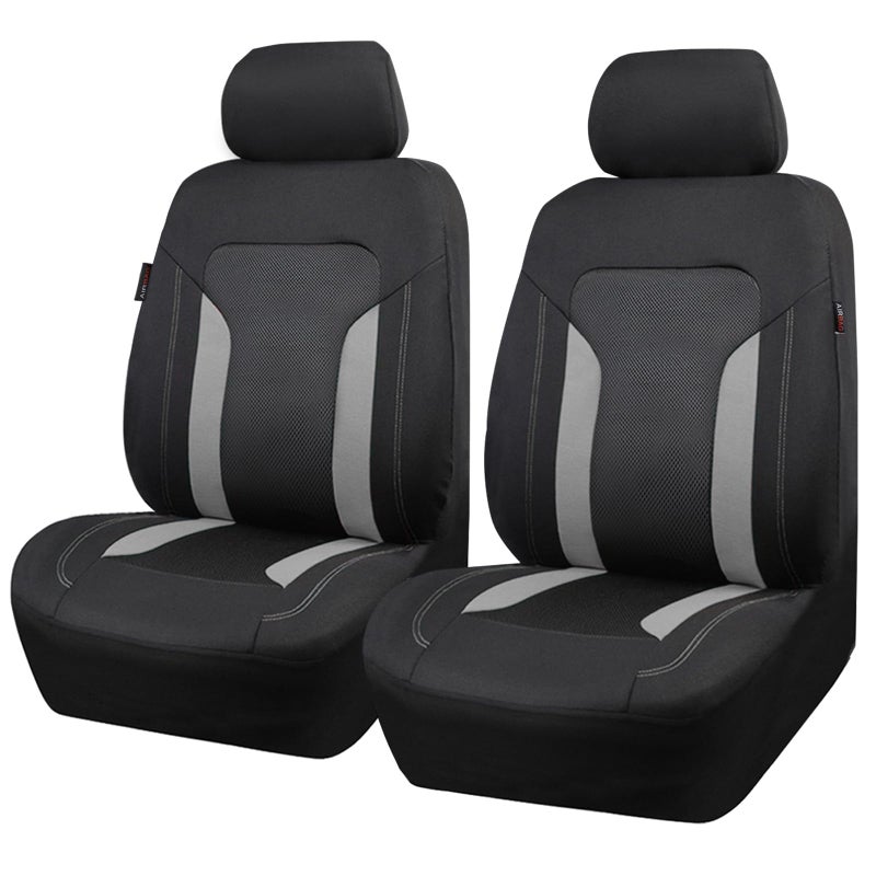 CAR PASS 3D Air Mesh Car Seat Covers Front Seats Low Back Bucket Breathable Sporty Mesh in Summer Airbag Compatible Universal Fit 95 Automotive SUVTruckSedan Interior Protector Black Gray 2PCS - Image 2