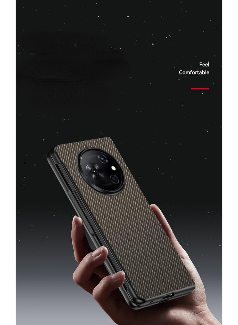 Tecno Phantom V Fold 5G Protective Shockproof Capa Case Ultra Thin Carbon Fiber Texture Leather Phone Cover for Phantom V Fold - Image 3