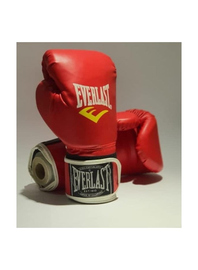 EVERLAST A Pair of Professional Full Finger Boxing Gloves, Red/White - Image 4