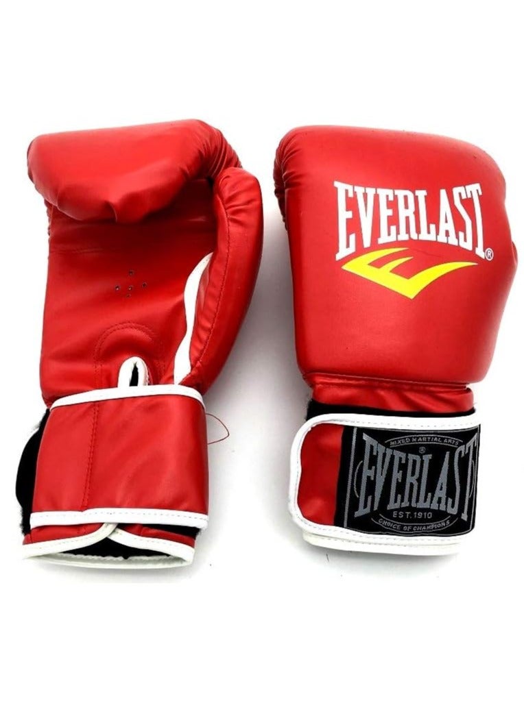 EVERLAST A Pair of Professional Full Finger Boxing Gloves, Red/White - Image 1