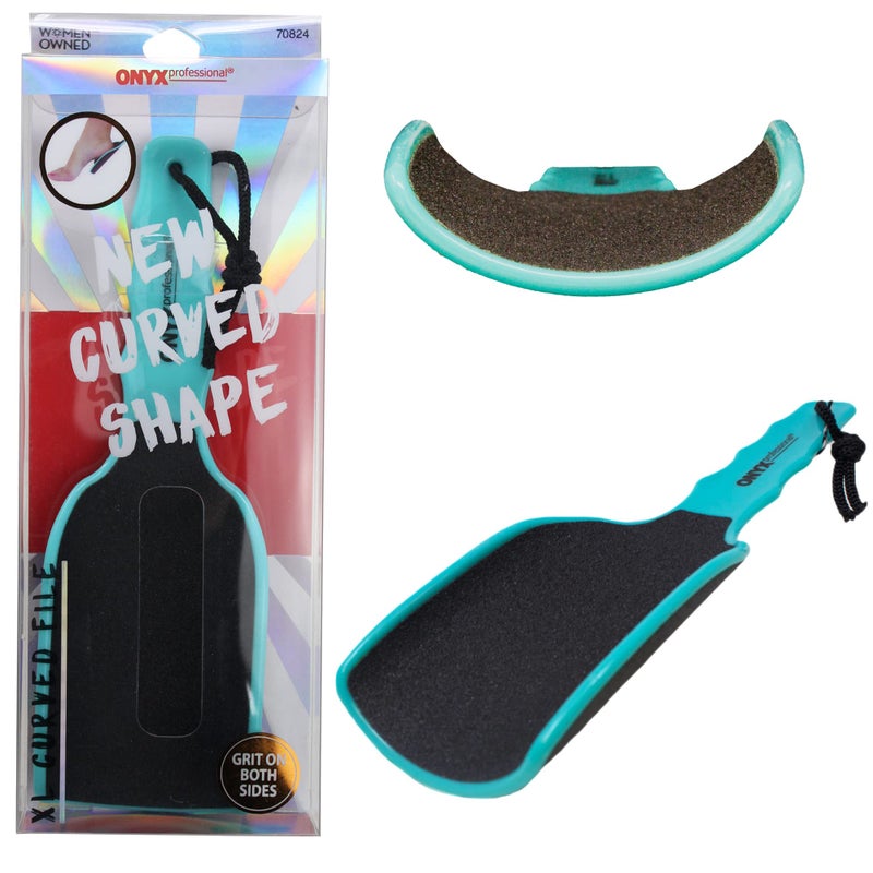 Onyx Professional Onyx Professional Extra Large Curved Foot File with Handled Grip  Extra Grit Exfoliates  Removes Dead Skin Includes Nail File 