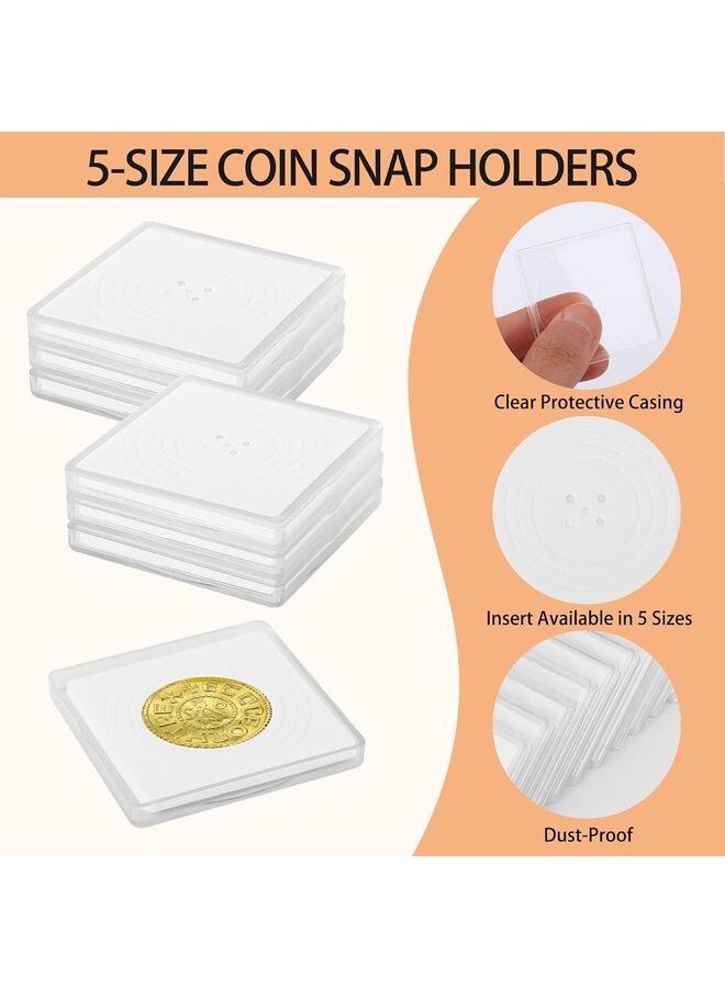 12 Pcs Coin Collection Cases, Adjustable Acrylic Coin Collection Cases, Coin Snap Holder, Protection Cases for Collectors, Coin Collection Supplies - Image 2