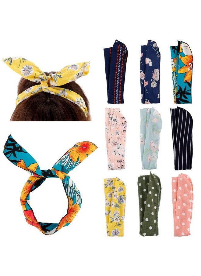 Hapdoo - Apdoo 9Pcs Wire Headband Tie Headband For Women Adjustable Wire Headbands For Women Wired Headbands Twist Headbands Fabric Floral Boho Bow Headbands For Women'S Hair - Image 1