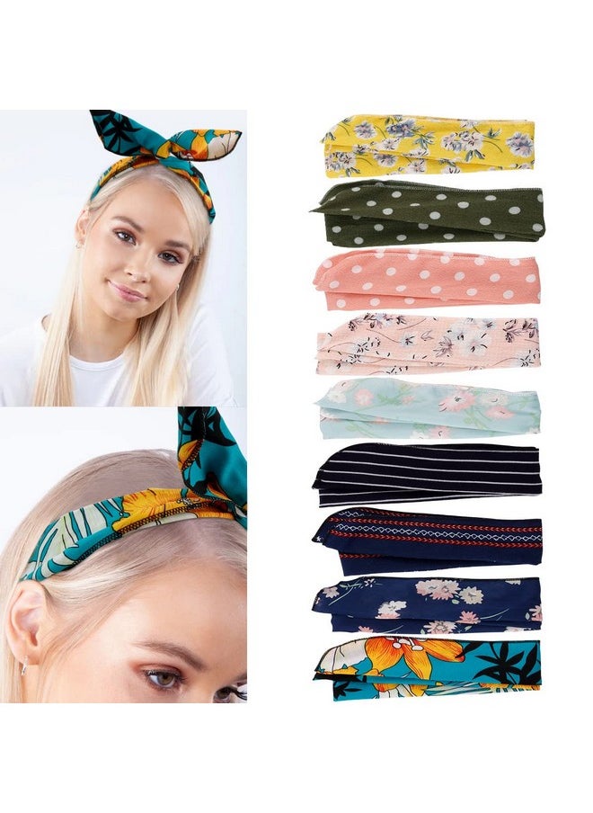 Hapdoo - Apdoo 9Pcs Wire Headband Tie Headband For Women Adjustable Wire Headbands For Women Wired Headbands Twist Headbands Fabric Floral Boho Bow Headbands For Women'S Hair - Image 1