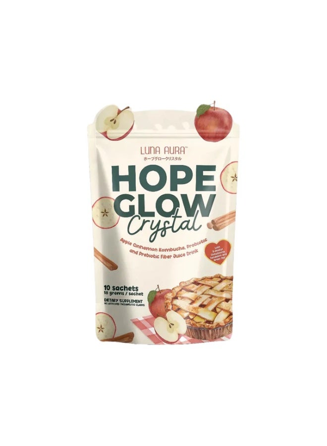 LUNA AURA Hope Glow Crystal Apple Cinnamon Kombucha, Probiotic and Prebiotic Fiber Juice Drink 10s - Image 1