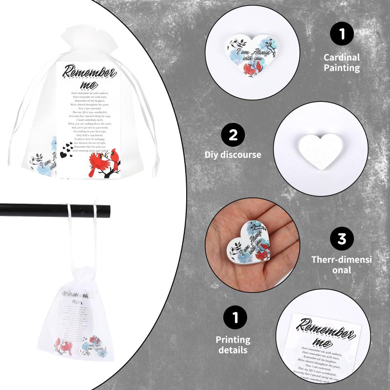 2 MULE TEAM 100Sets Funeral Favors for Guests, Celebration of Life Favors Celebration of Life Decorations Ideas with Pocket Hug Token Funeral Prayer Cards and Organza Bags, Cardinal Memorial Gifts - Image 2