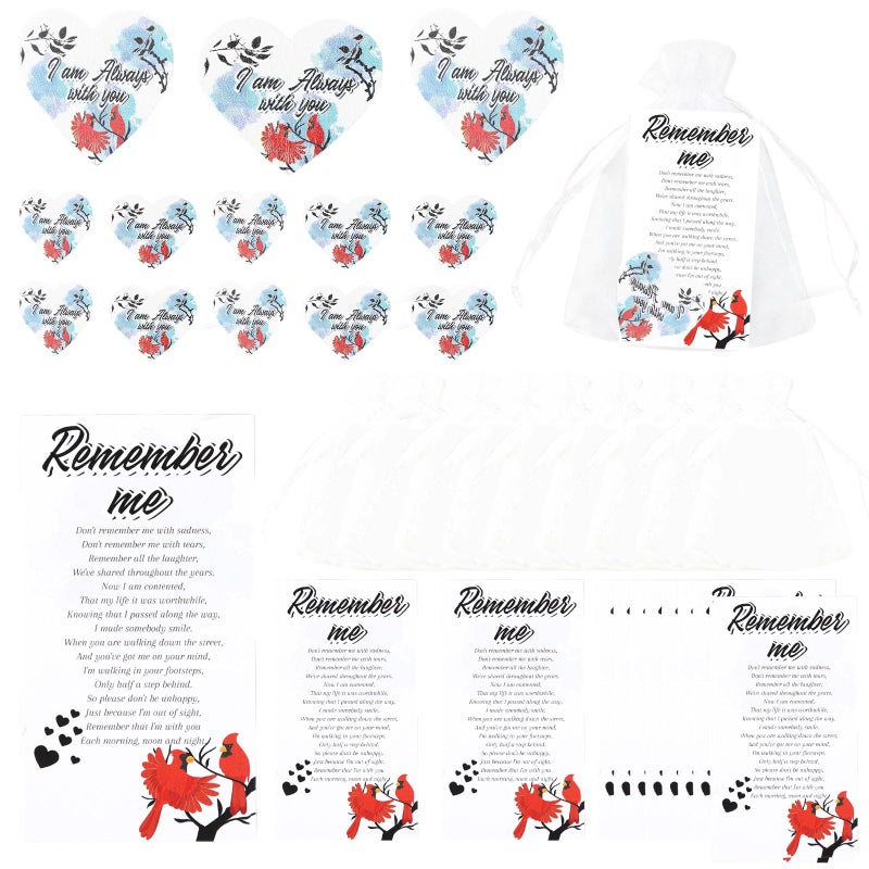2 MULE TEAM 100Sets Funeral Favors for Guests, Celebration of Life Favors Celebration of Life Decorations Ideas with Pocket Hug Token Funeral Prayer Cards and Organza Bags, Cardinal Memorial Gifts - Image 1