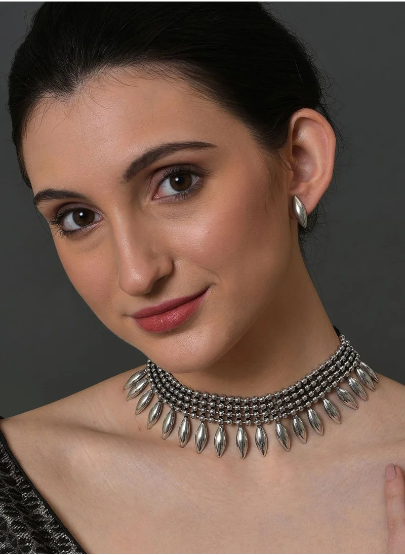 SOHI Silver Plated Designer Necklace Set