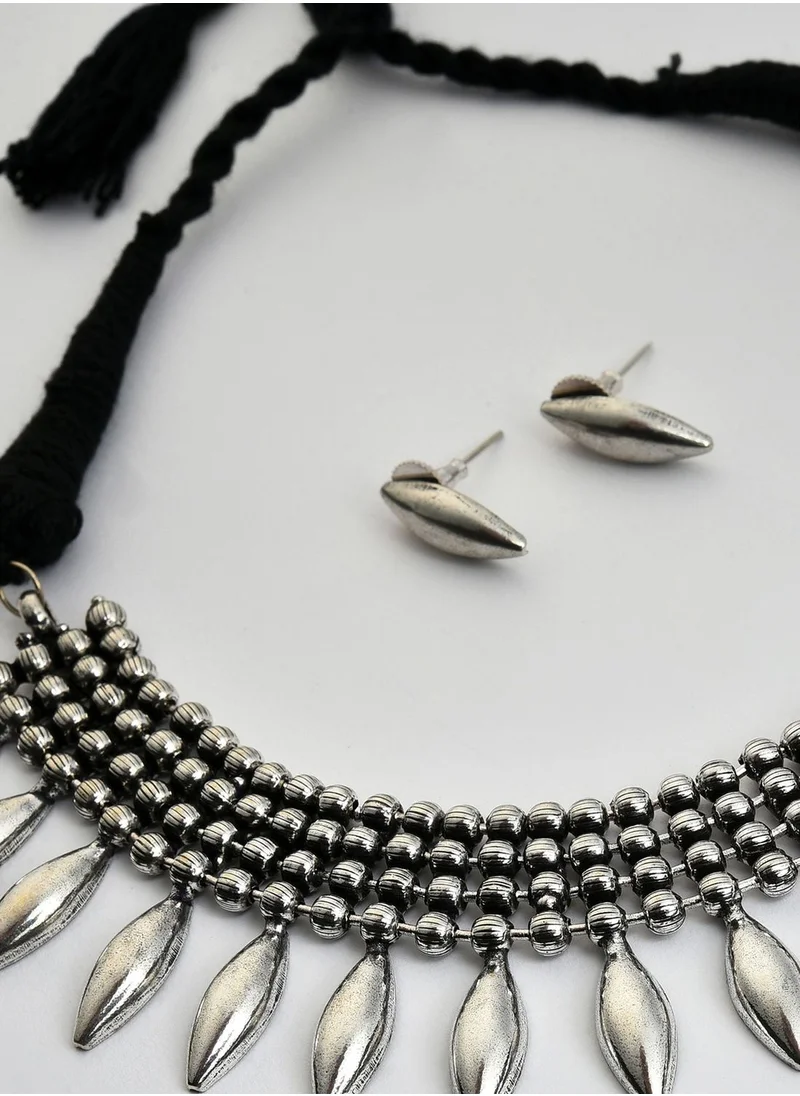 SOHI Silver Plated Designer Necklace Set