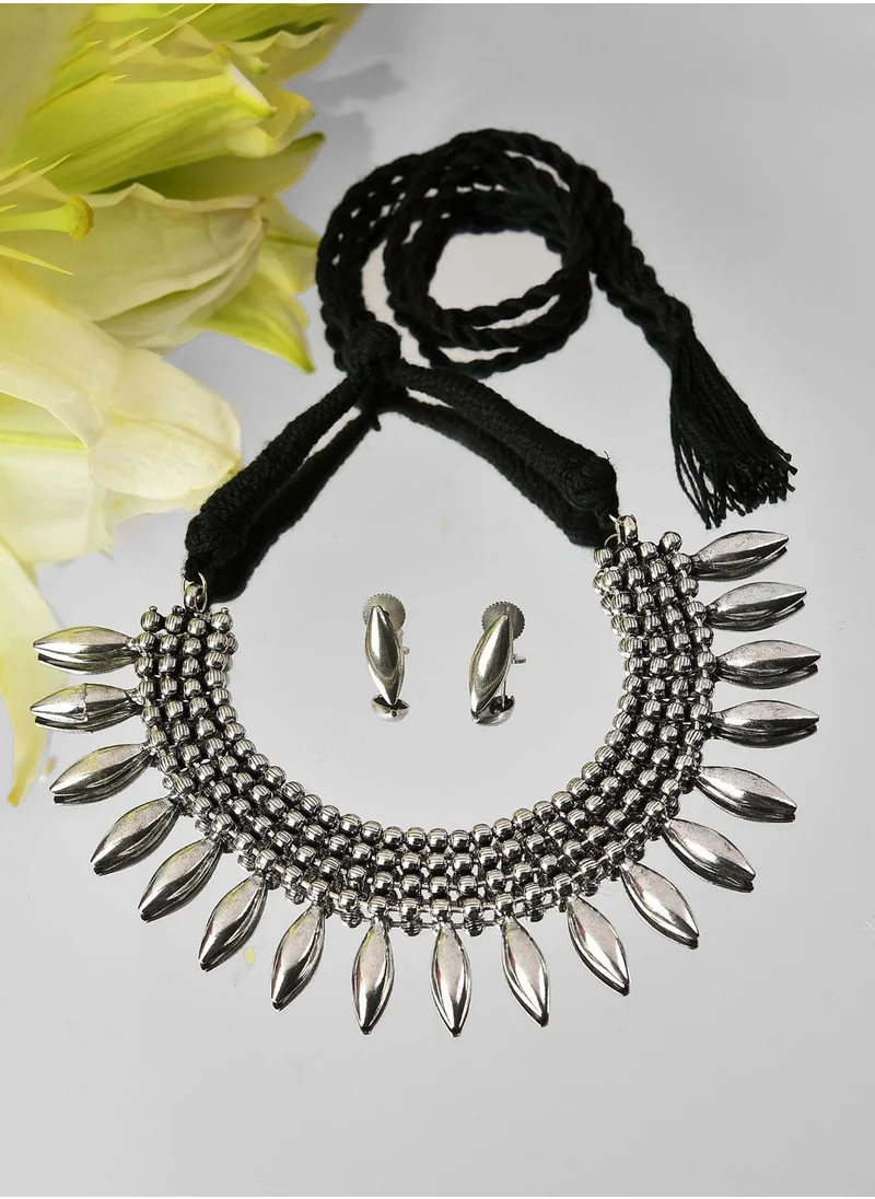 SOHI Silver Plated Designer Necklace Set