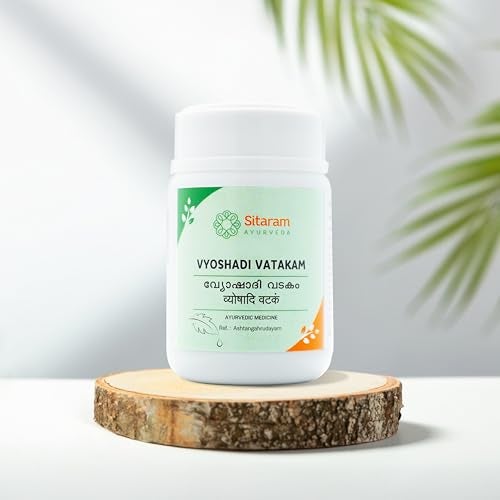 Sitaram Ayurveda Vyoshadi Vatakam | Ayurvedic Herbal Chewable with Trikatu, Jaggery & Ayurvedic Herbs | Supports Respiratory Comfort, Throat Health & Easy Breathing | Natural Digestive & Wellness Formula | 50 g - Image 1