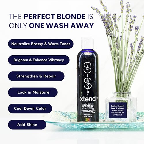 SIMPLY SMOOTH Xtend Keratin Toning Shampoo Color Depositing Purple Shampoo Brighten & Tone Blonde, Silver & Gray Hair Color Prevents Brassy & Yellow Tones For Color Treated Hair 8.5 Oz. - Image 3