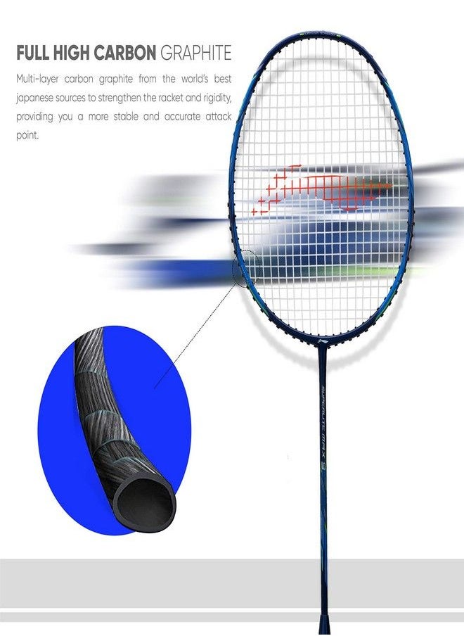 Li-Ning - Li-Ning G-Force Superlite Max 9 Carbon Fibre Unstrung Badminton Racket with Full Cover (Navy/Blue) - Image 1