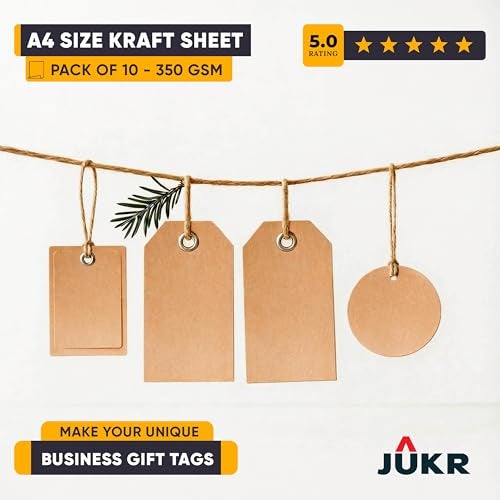 JUKR 350 GSM Thick Kraft Paper (Pack of 10) A4 Sheets Brown Imported Cardstock Ready to Print Craft Sheet for DIY Art Work, Painting, Scrapbooking, Greeting Cards, Invitations, Packaging, Custom Gift Tags - Image 5