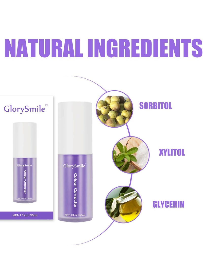GlorySmile v34 Colour Corrector Purple Toothpaste Teeth Whitening Color Corrector Toothpaste Purple Teeth Whitener Teeth Whitening Booster Purple Whitening Toothpaste Teeth Whitener Tooth Stain Removal 30ml  - Image 5