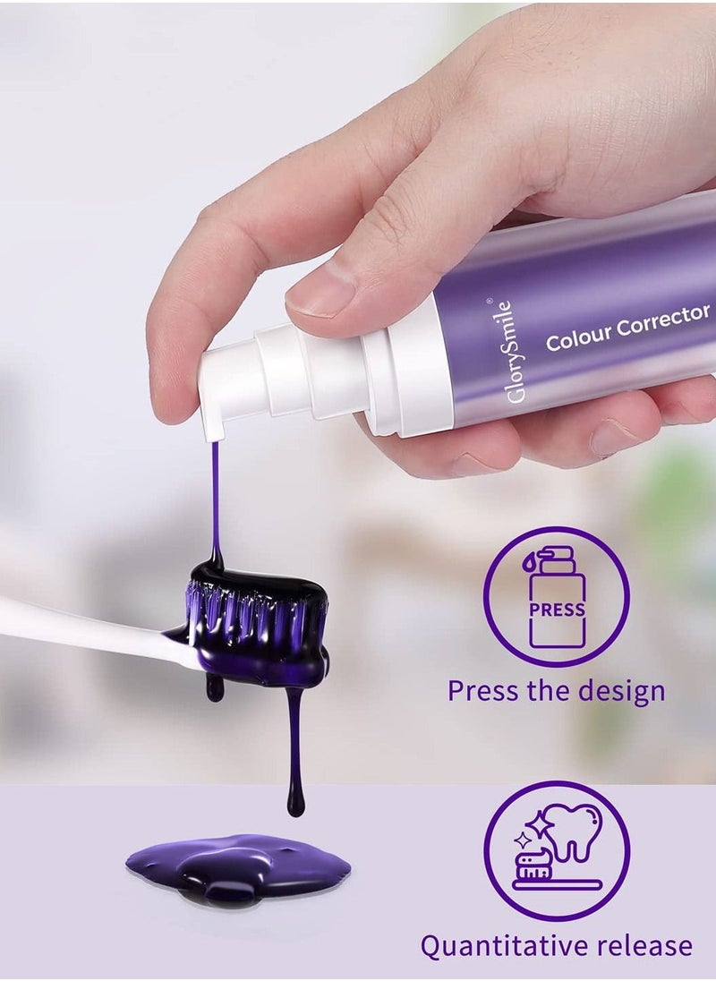 GlorySmile v34 Colour Corrector Purple Toothpaste Teeth Whitening Color Corrector Toothpaste Purple Teeth Whitener Teeth Whitening Booster Purple Whitening Toothpaste Teeth Whitener Tooth Stain Removal 30ml  - Image 2