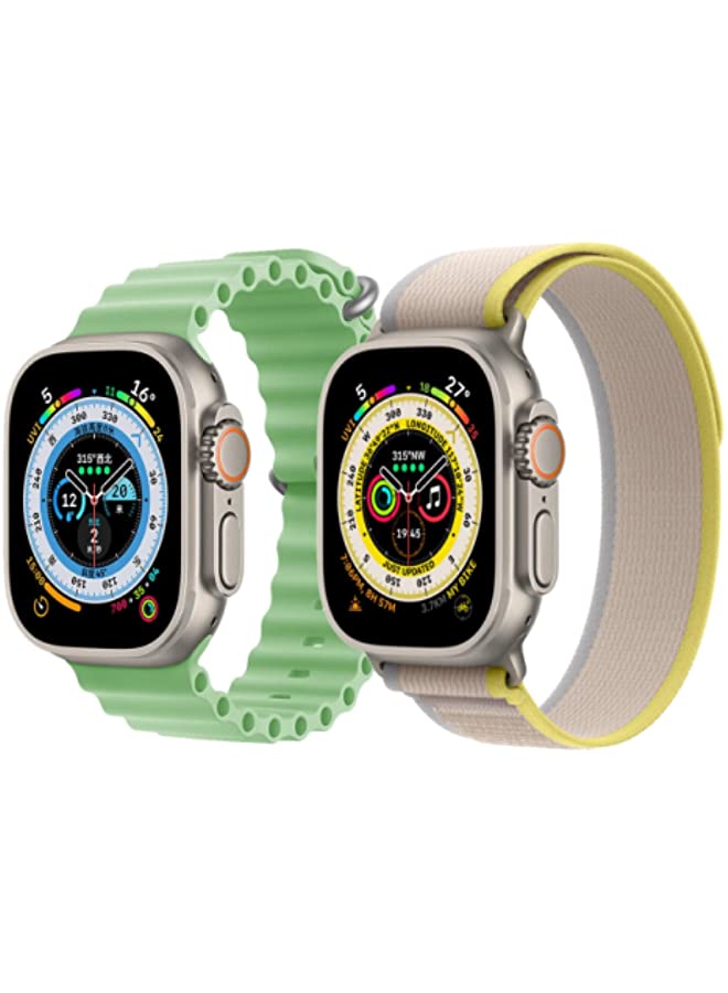 IAF Silicone Ocean Band Strap Mint Green Trail Loop strap Yellow/Beige Set of 2 for Apple Watch Ultra 8 49mm