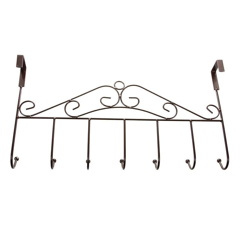 VAGHASIYA VAGHASIYA Steel Over The Door Hook Hanger 7 Hook Organizer Rack for Shirts Belts Towels No Drilling Required Black Over The Door Hook Rack The Door Hanger  - Image 1