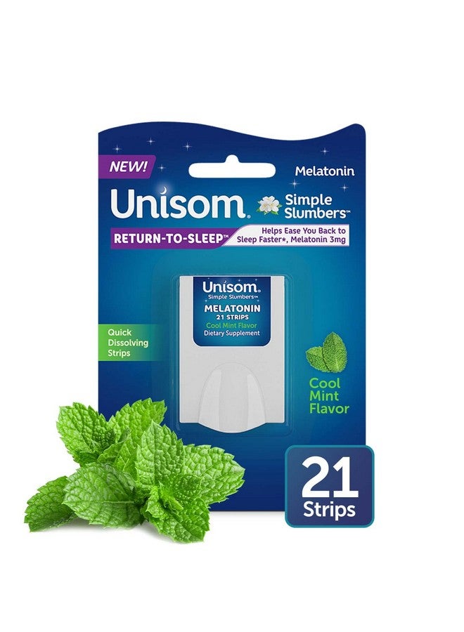 Unisom Unisom Simple Slumbers Return-to-Sleep Dissolving Strips 21-Count, Melatonin 3mg, Cool Mint  - Image 1