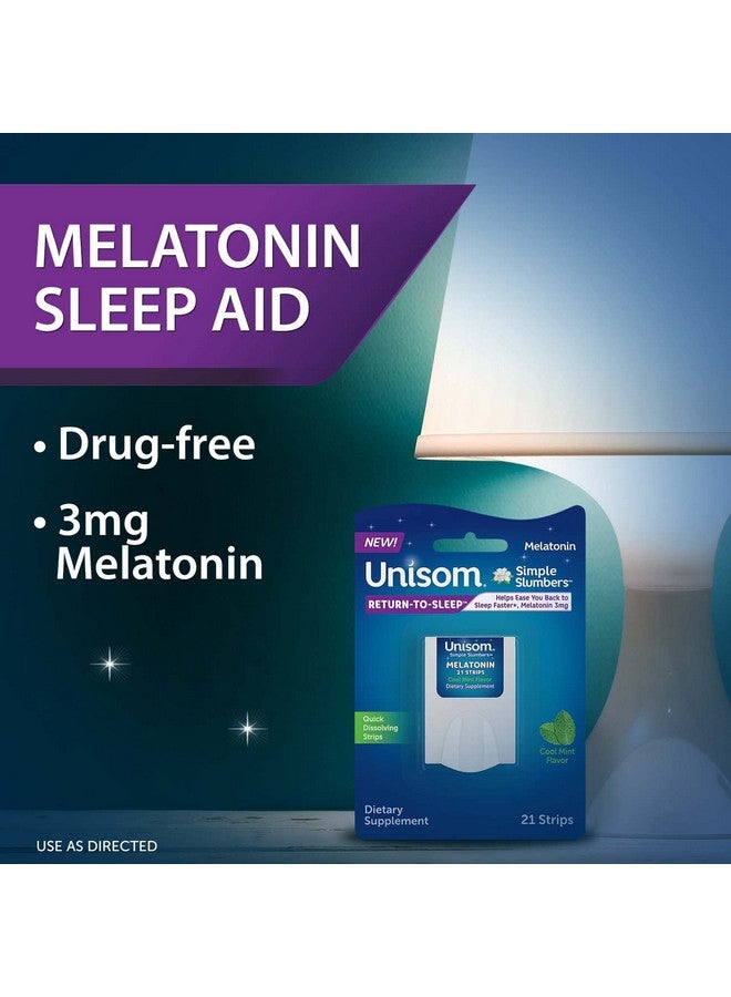 Unisom Unisom Simple Slumbers Return-to-Sleep Dissolving Strips 21-Count, Melatonin 3mg, Cool Mint  - Image 4