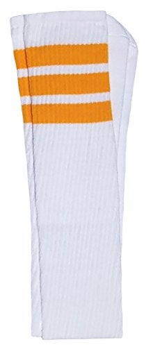 SKATERSOCKS Skater Socks 35" Thigh high White tube socks with Gold stripes style 1 - Image 4