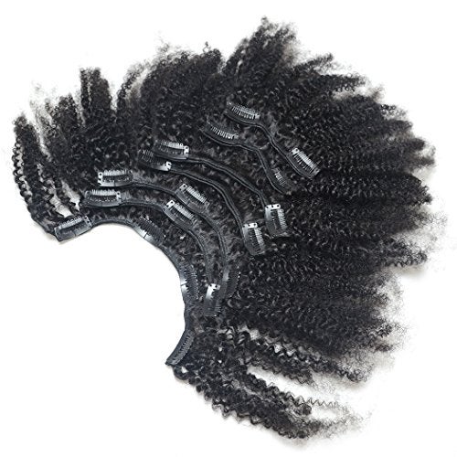 Luwigs Afro Kinky Curly 4B 4C Clip in Hair Extensions for African American Women Real Brazilian Virgin Human Hair Clip Ins Natural Color 7pcs/set (20 Inch, Afro Kinky Curly) - Image 3