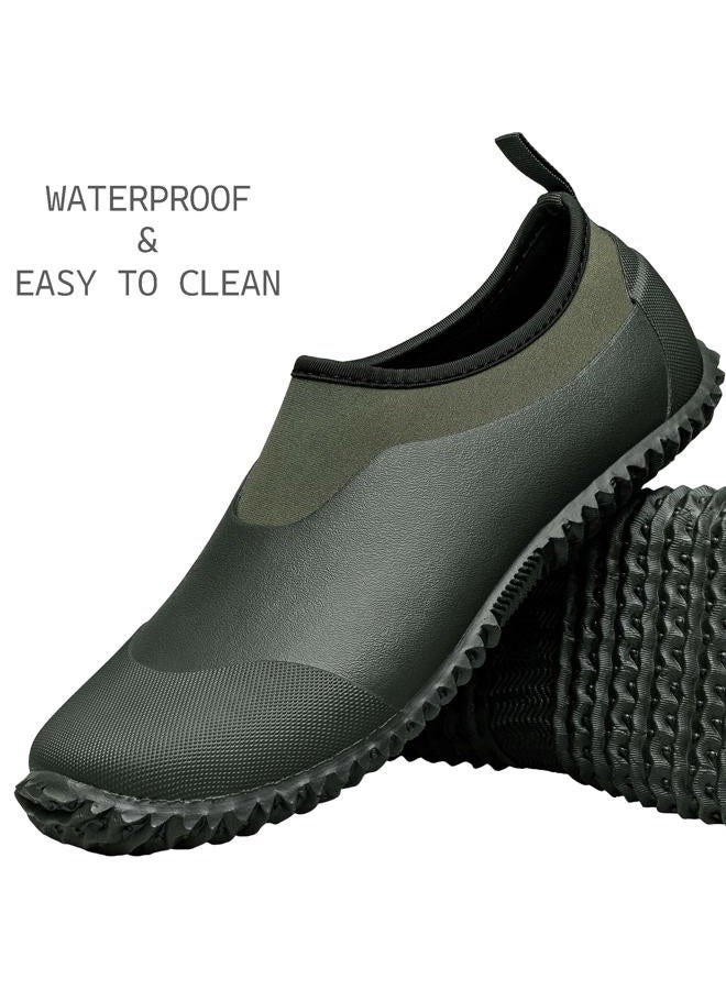 TENGTA Unisex Waterproof Garden Shoes Womens Rain Boots Mens Car Wash Footwear Dark Green 6 - Image 4