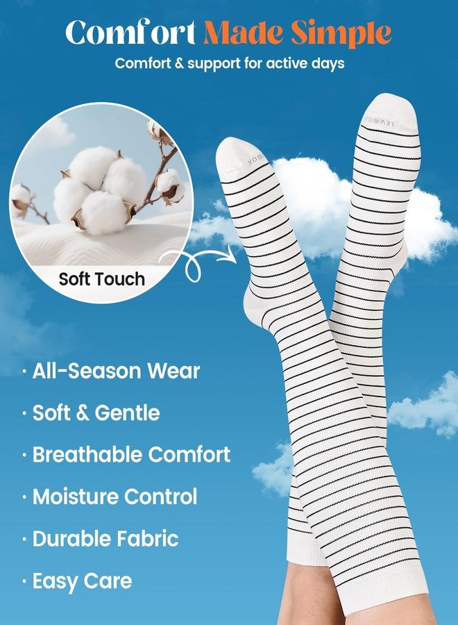 LEVSOX Cotton Compression Socks for Women Men 20-30 mmHg Knee High Cute Support Sock for Flying Nurses Pregnancy - Image 2