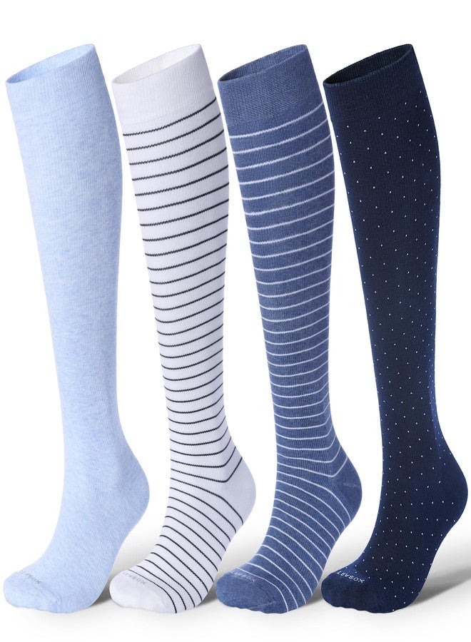 LEVSOX Cotton Compression Socks for Women Men 20-30 mmHg Knee High Cute Support Sock for Flying Nurses Pregnancy - Image 1