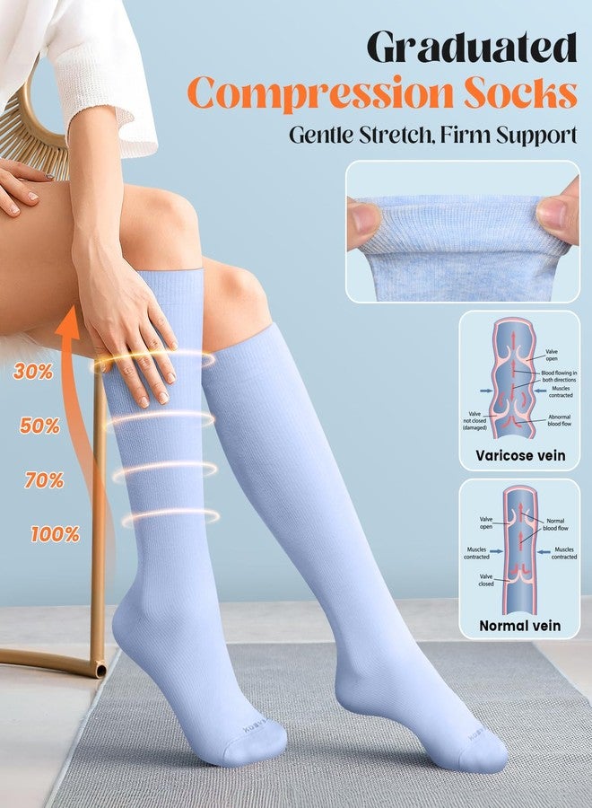 LEVSOX Cotton Compression Socks for Women Men 20-30 mmHg Knee High Cute Support Sock for Flying Nurses Pregnancy - Image 3