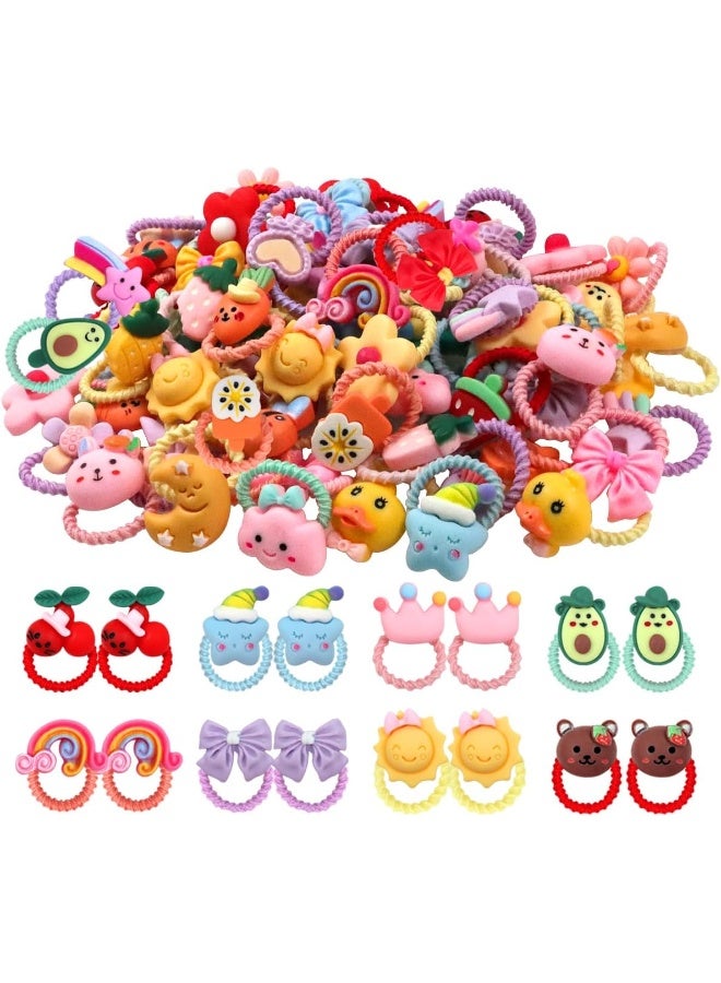 WillingTee 80Pcs Baby Hair Ties for Girls,Cute Small Hair Ties for Thin Hair,40 Pairs Ponytail Holders Elastic Hair Rubber Bands Hair Accessories for baby girls infant toddler kids - Image 1