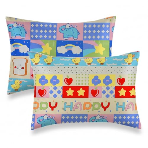 Filymore Happy Cartoon Printed Pillow Covers for Kids Room | Made with Pure Microfiber Soft & Skin Friendly Pillow Cases | Size (17 x 27 inch, Multi) Set of 2 Covers. - Image 1
