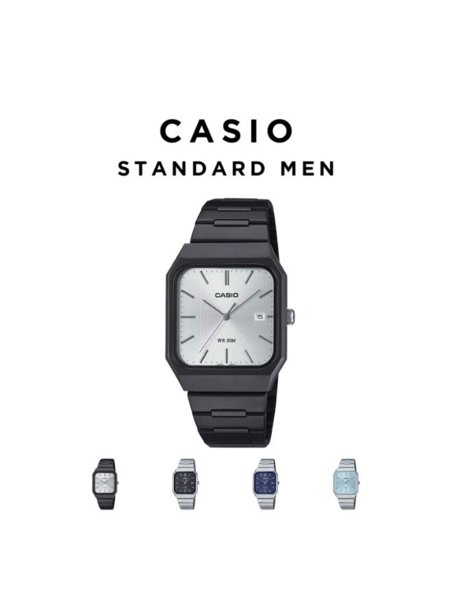 كاسيو ساعة كاسيو MTP‑B185D‑2A2VDF رجالية، قرص أزرق فاتح، سوار ستانلس ستيل، مقاومة للماء حتى 50 متر - Image 3