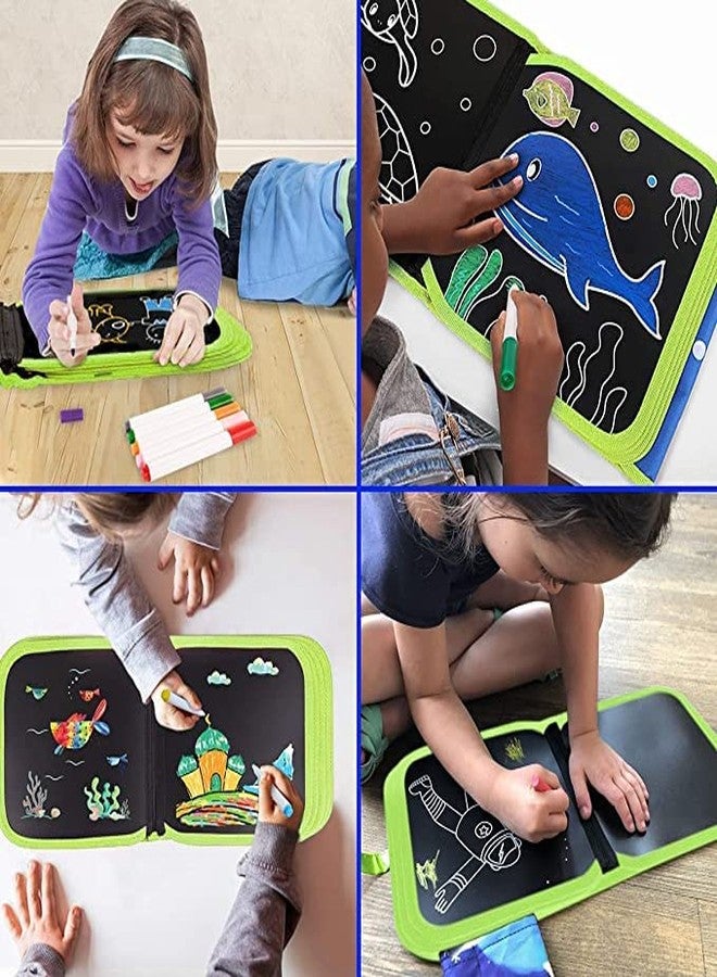 تيمسون دفتر رسم قابل لإعادة الاستخدام من تيمسون مع مناديل مبللة مجانية، و6 صفحات قابلة لإعادة الاستخدام، و3 أقلام رسم، دفتر رسم سحري قابل للمسح للأطفال (أخضر) - Image 4