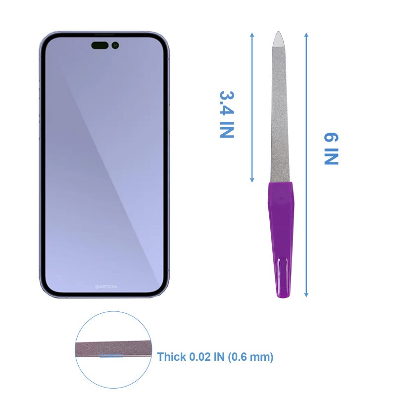 GigaGround Metal Nail File (6 Pcs), Nail Files for Natural Nails Made of Stainless Steel, Sword Fingernail Files with Sharp Pointed Tip Non Slip Handle, Diamond Finger Nail Filers for Women Sapphire Grit - Image 5