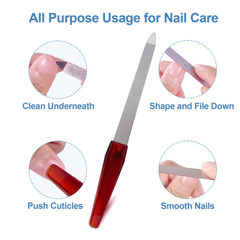 GigaGround Metal Nail File (6 Pcs), Nail Files for Natural Nails Made of Stainless Steel, Sword Fingernail Files with Sharp Pointed Tip Non Slip Handle, Diamond Finger Nail Filers for Women Sapphire Grit - Image 2